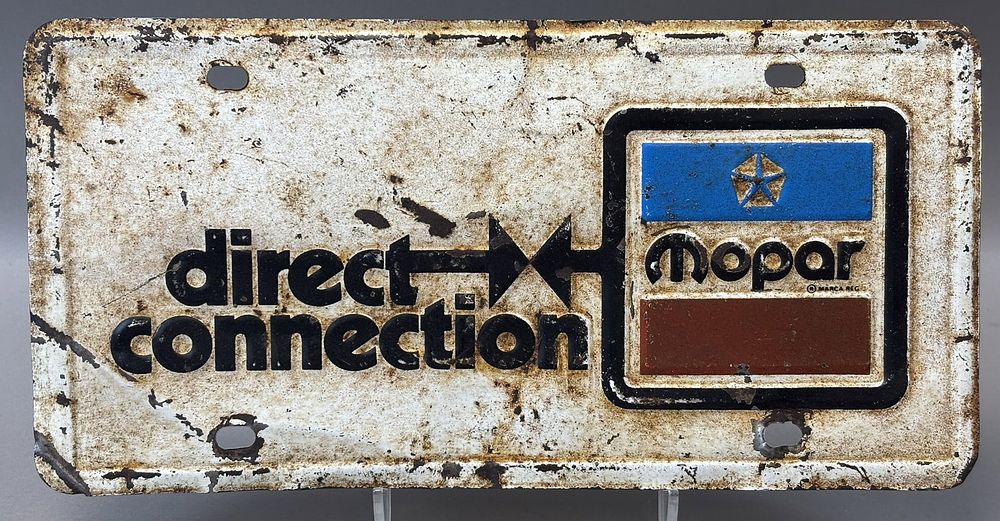 Lot 270: Mopar Direct Connection Embossed 1970s License Plate GM General Motors