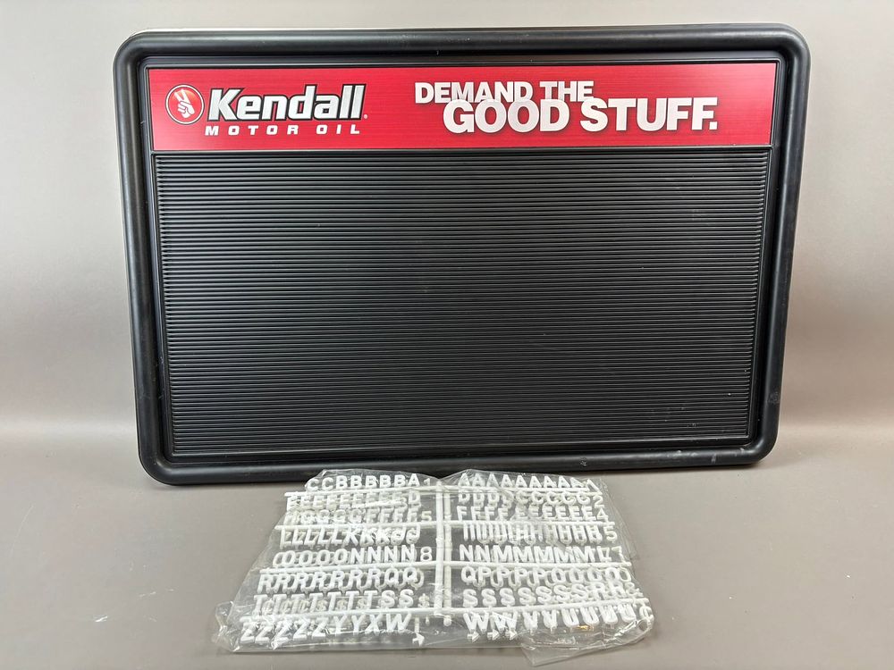 Lot 289: Kendall Motor Oil NOS 1980s Demand Good Stuff Service Station Sign w/ Letters