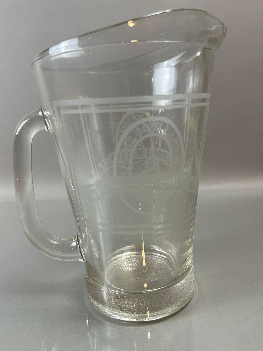 Lot 294A: Fisher Body Lansing Michigan Original 1960s 1 Gallon Glass Pitcher Drink Pourer