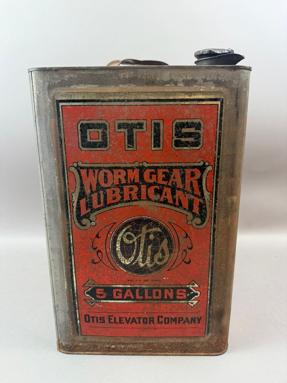 Lot 311: Otis Elevator Original 1920s 5 Gallon Square Motor Oil Can Ex+ Condition