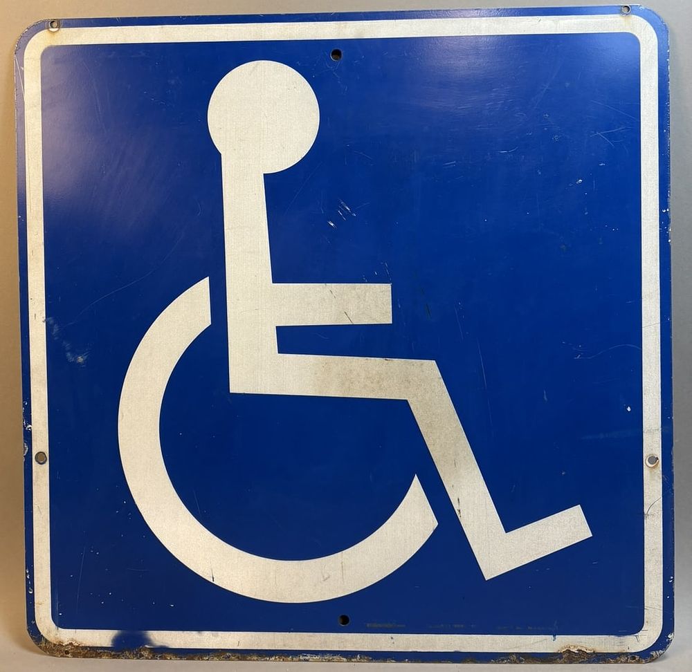 Lot 312: Original 1960-70s Handicapped Parking Heavy Metal 2'x2' Advertising Store Sign