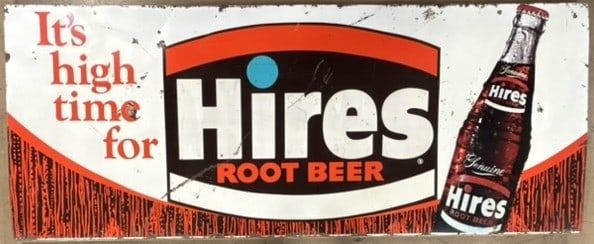 Lot 332: Hires Root Beer Embossed 10'x4' Billboard Soda Pop Metal Advertising Store Sign