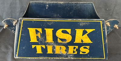 Fisk Tires Painted Metal 1920s Advertising Tire Display Rack. Measures roughly 18" x 7.5". Great 