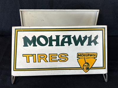 Mohawk Tires Original Painted Metal Store Display Tire Rack. 14" x 9" - great original condition