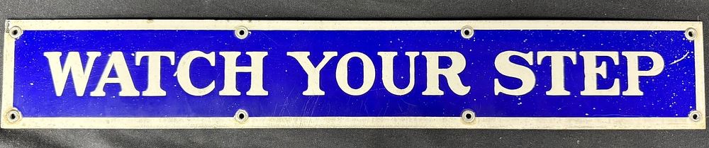 Lot 225: Watch Your Step SSP Porcelain Bathroom Advertising Sign