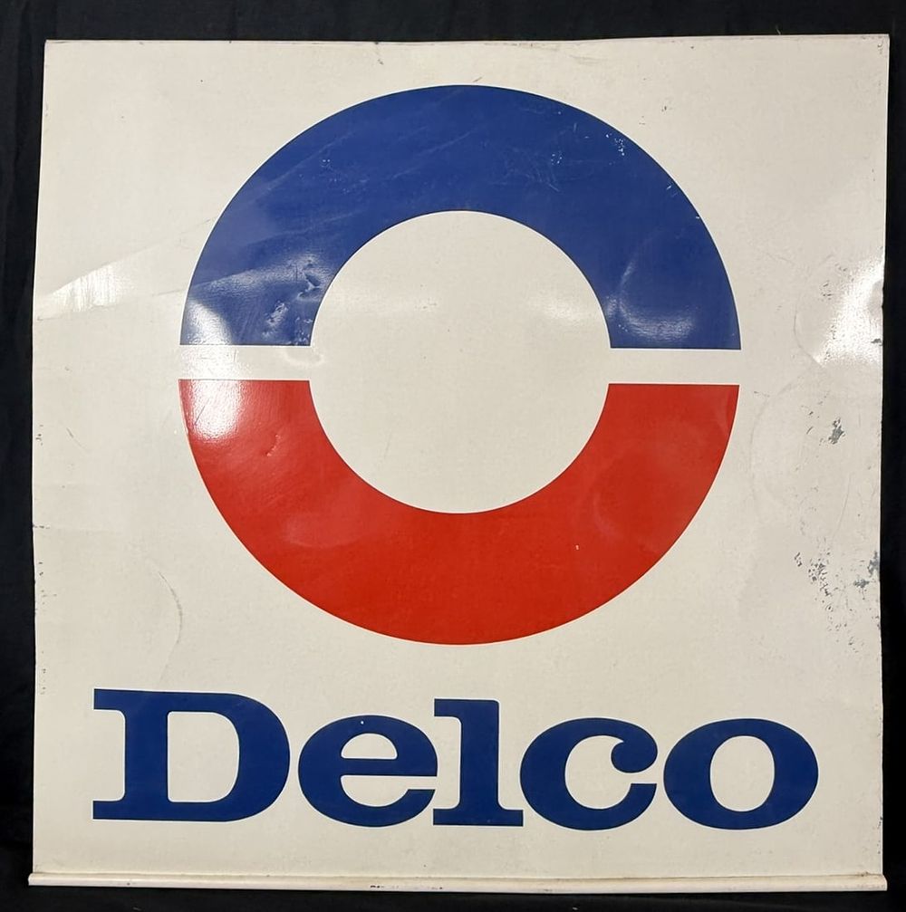 Lot 233: Delco DST Metal Hanging Advertising Service Station Sign