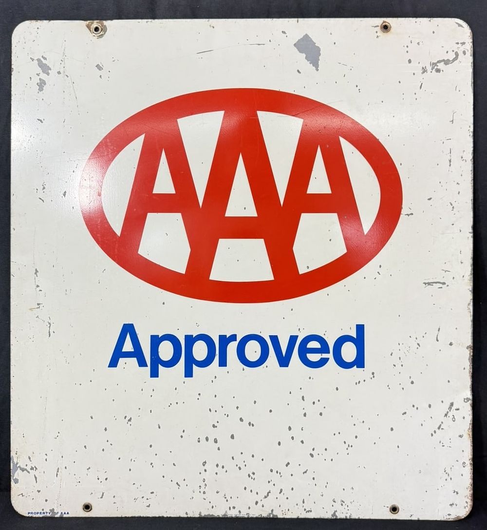 Lot 235: AAA Approved DST Painted Metal Hanging Advertising Sign