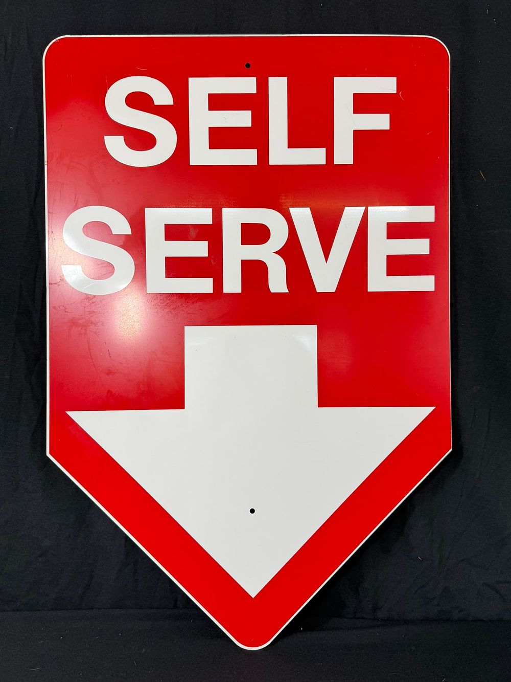 Lot 242: Self Serve SST Painted Metal Advertising Arrow Sign