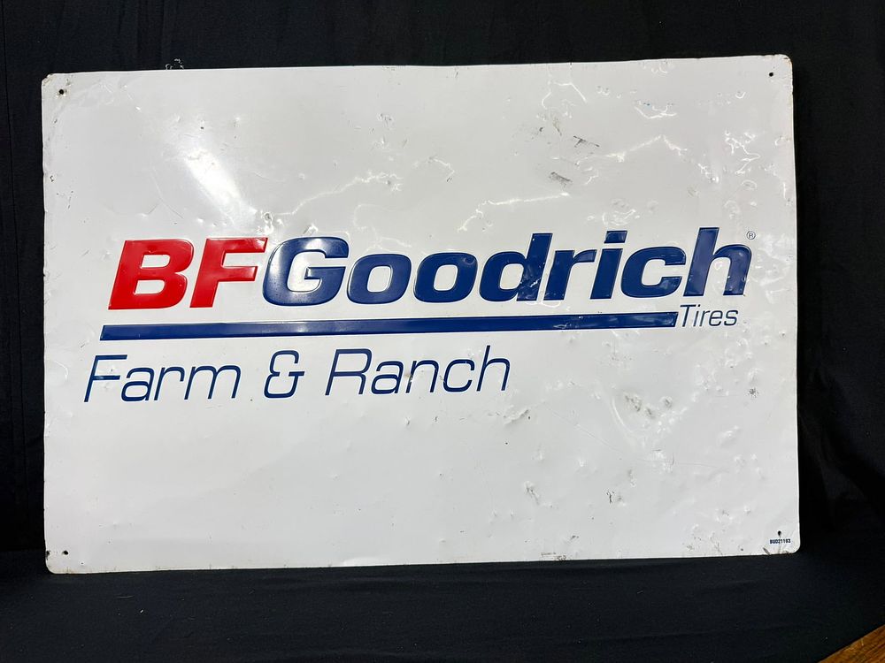 Lot 244: BF Goodrich Farm & Ranch SST Painted Metal Advertising Sign