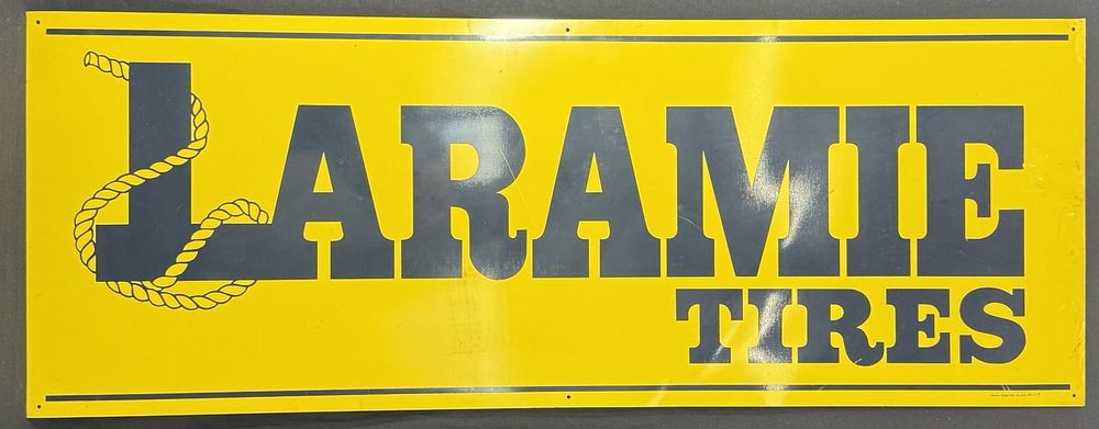 Lot 245: Laramie Tires SST Painted Metal 4' Service Station Sign