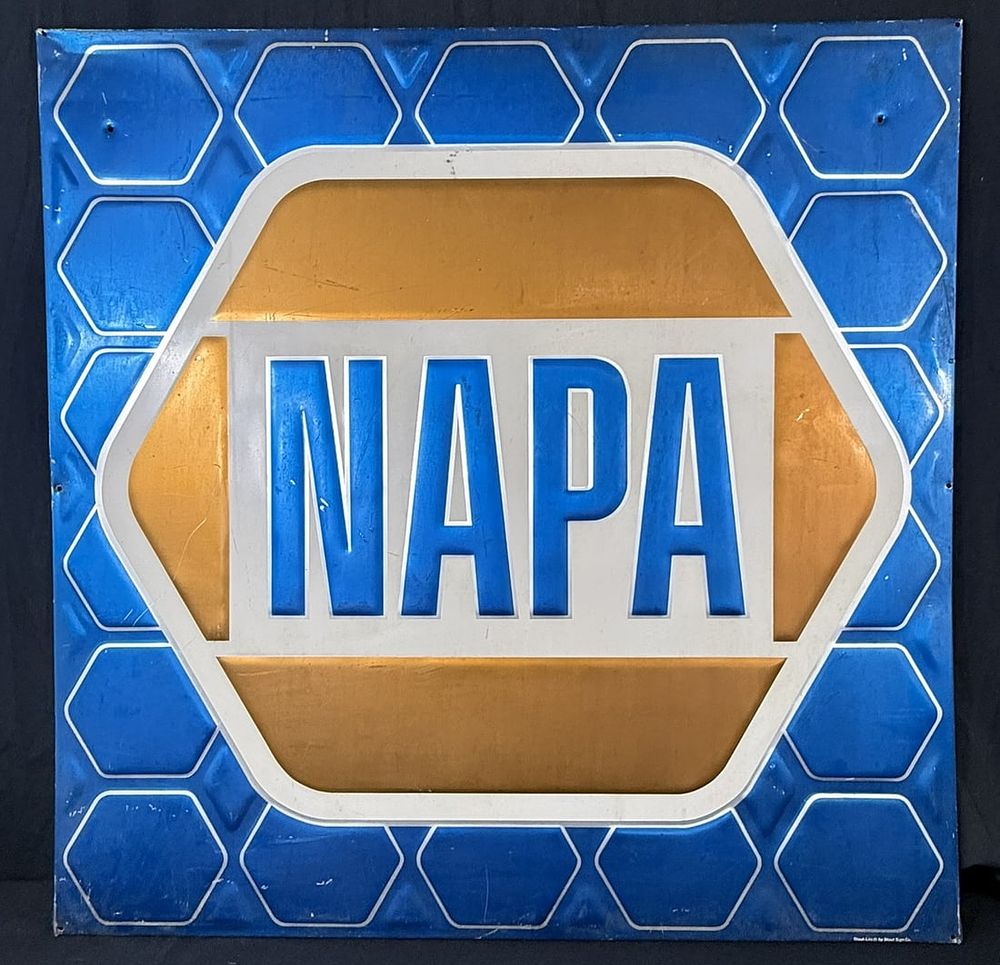 Lot 246: NAPA 3' SST Self Framed Embossed Tin Metal Sign