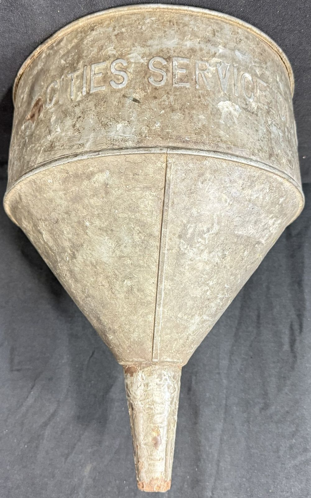 Lot 249: Cities Service Embossed Oversize 16" Pressed Steel Funnel