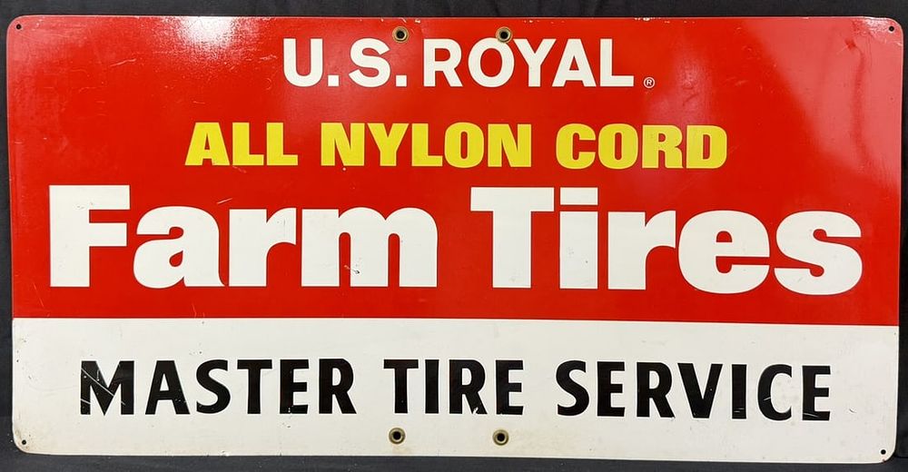 Lot 254: US Royal Farm Tires Master Tire Service Painted Metal Sign
