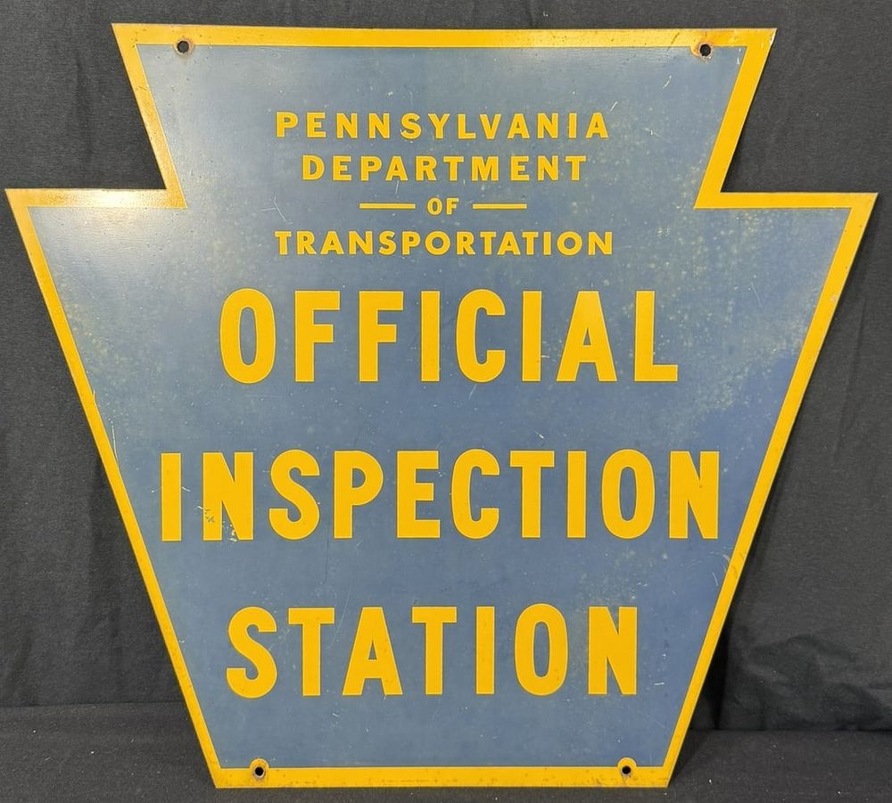 Lot 255: Pennsylvania Dept Trans Official Inspection DST Metal Sign