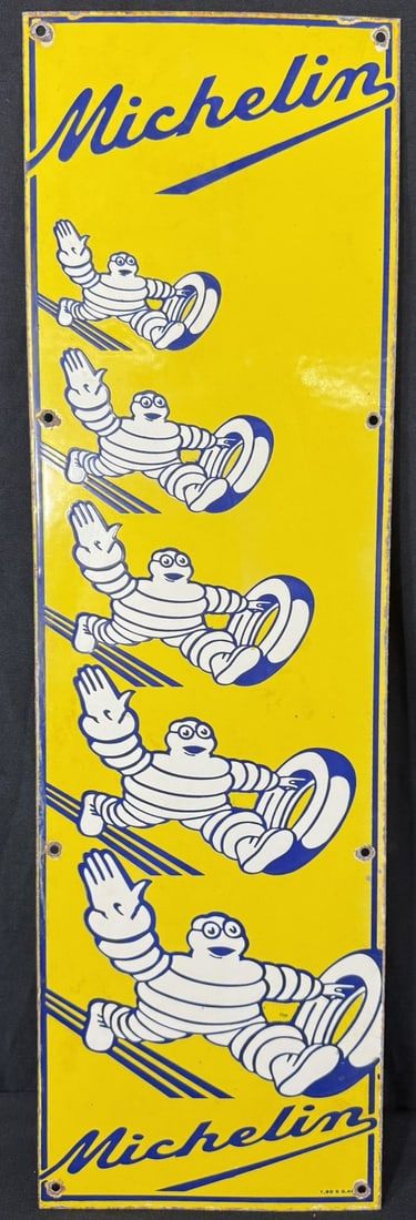 Lot 256: Michelin Tires SSP Porcelain Advertising Sign w/ Bibendum