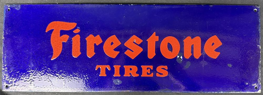 Lot 264: Firestone Tires SSP Embossed Porcelain 20" Advertising Sign