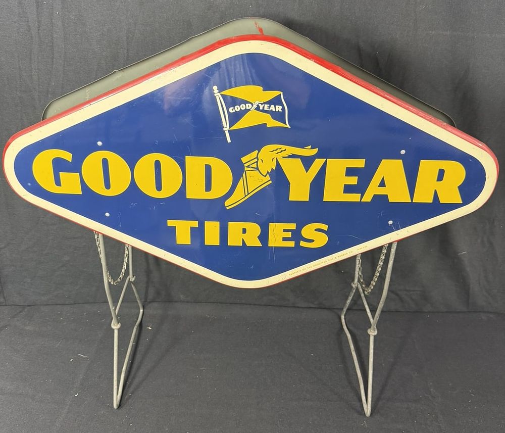 Lot 286: 1958 Goodyear Truck Tires DST Tin Display Advertising Rack