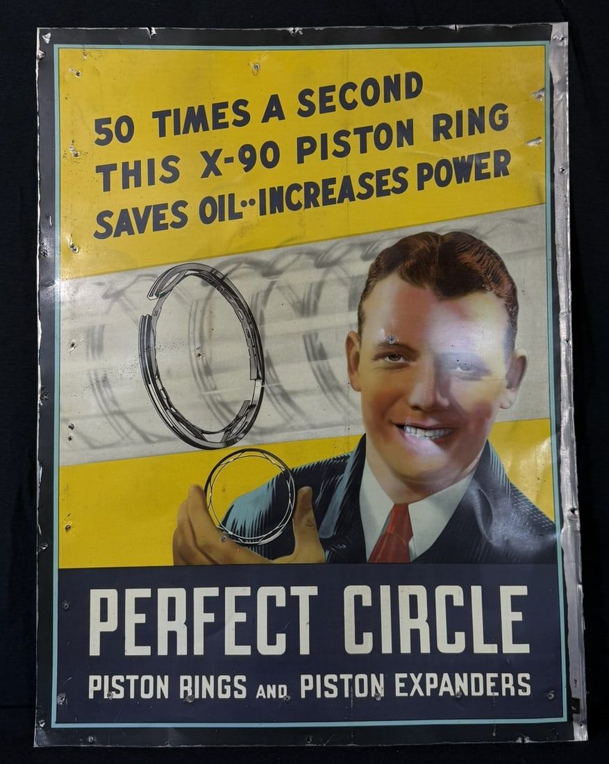 Lot 288: Perfect Circle Piston Rings & Expanders SST Tin Sign