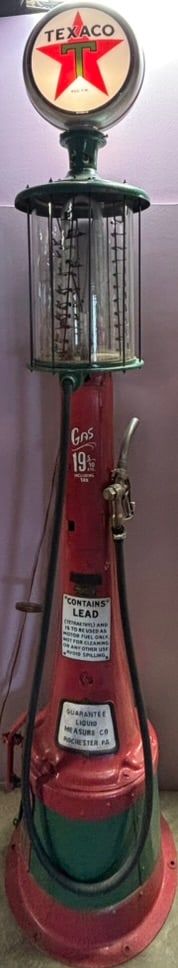 Lot 297: Antique Fry Visible Mae West Texaco 1920s Gas Pump