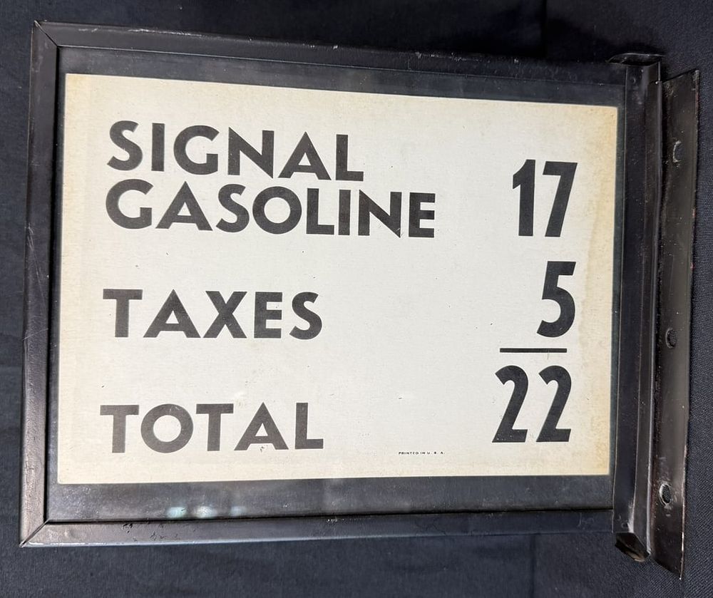 Lot 308: Signal Regular Ethyl Gasoline Pump Price Cardstock Signs