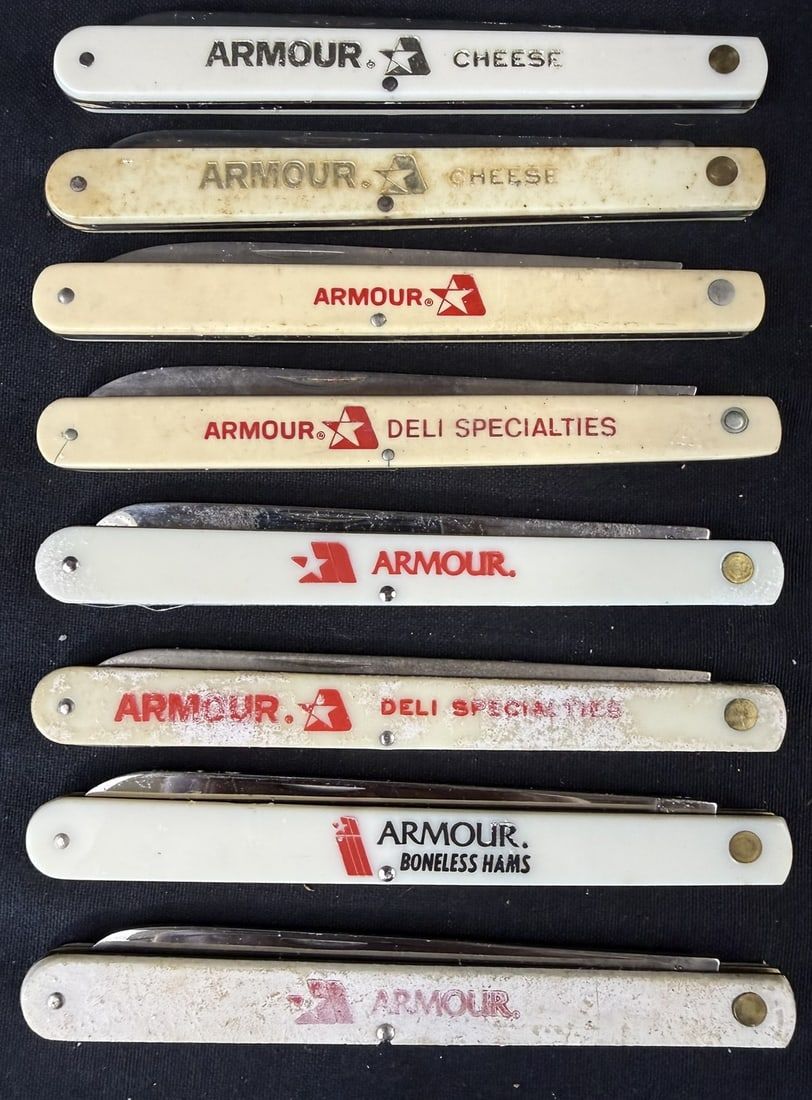 Lot 313: 8 Armour 10.5" Single Blade Boneless Ham Deli Pocket Knifes
