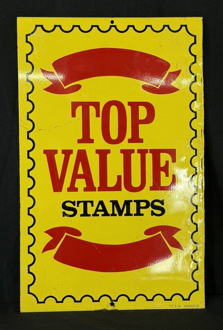 Lot 321: Top Value Stamps DST Painted Metal 1960s Advertising Sign