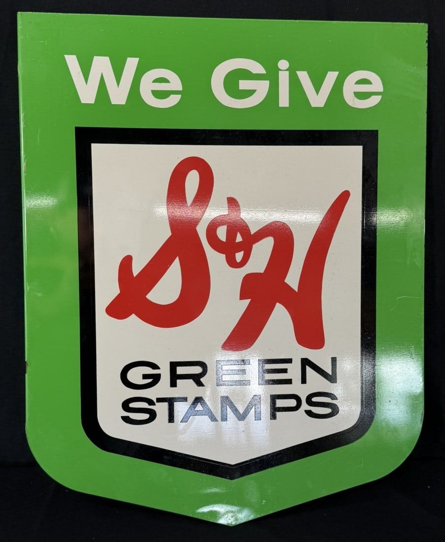 Lot 326: We Give S&H Green Stamps DST Painted Metal Flange Sign