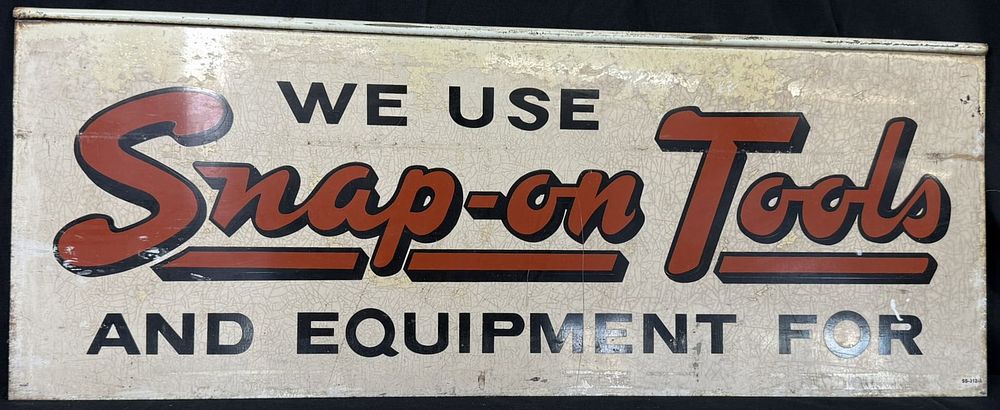 Lot 328: We Use Snap-On Tools Equipment Painted Metal Hanging Sign