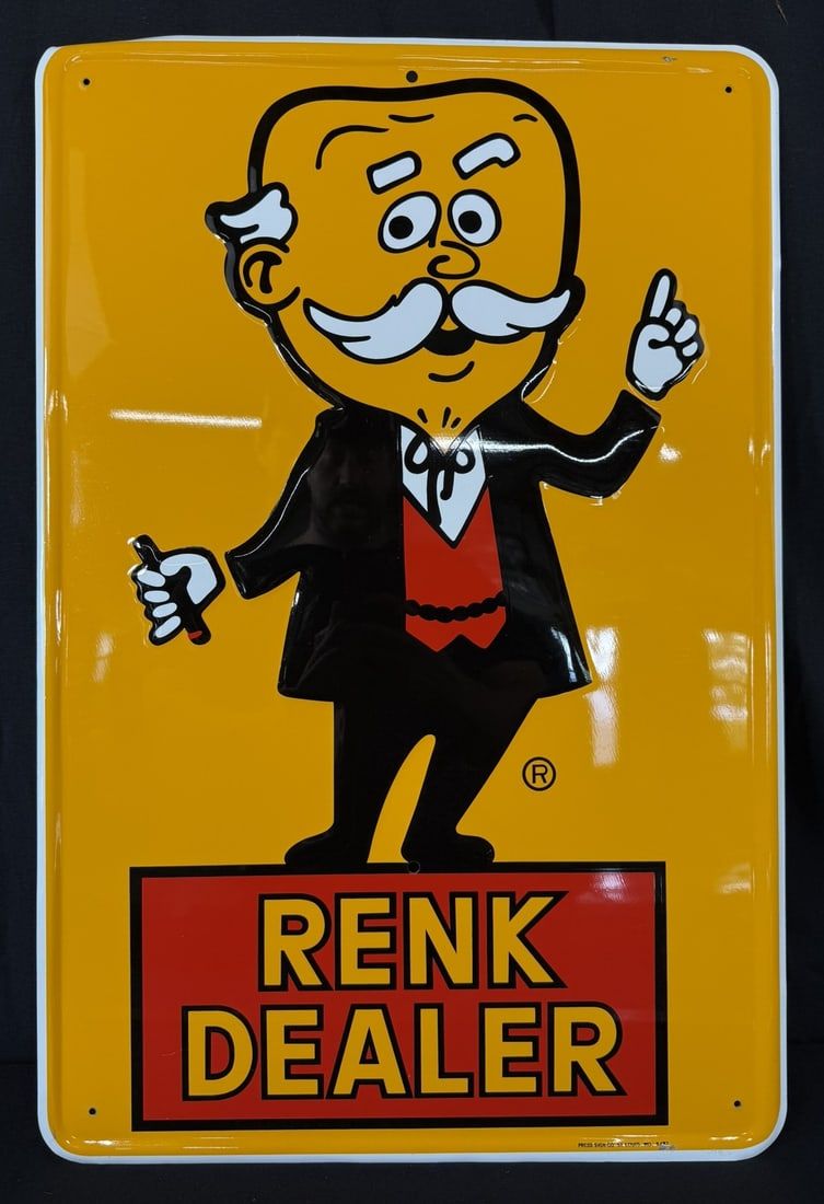 Lot 336: Renk Dealer SST Embossed Corn Farm Advertising Sign