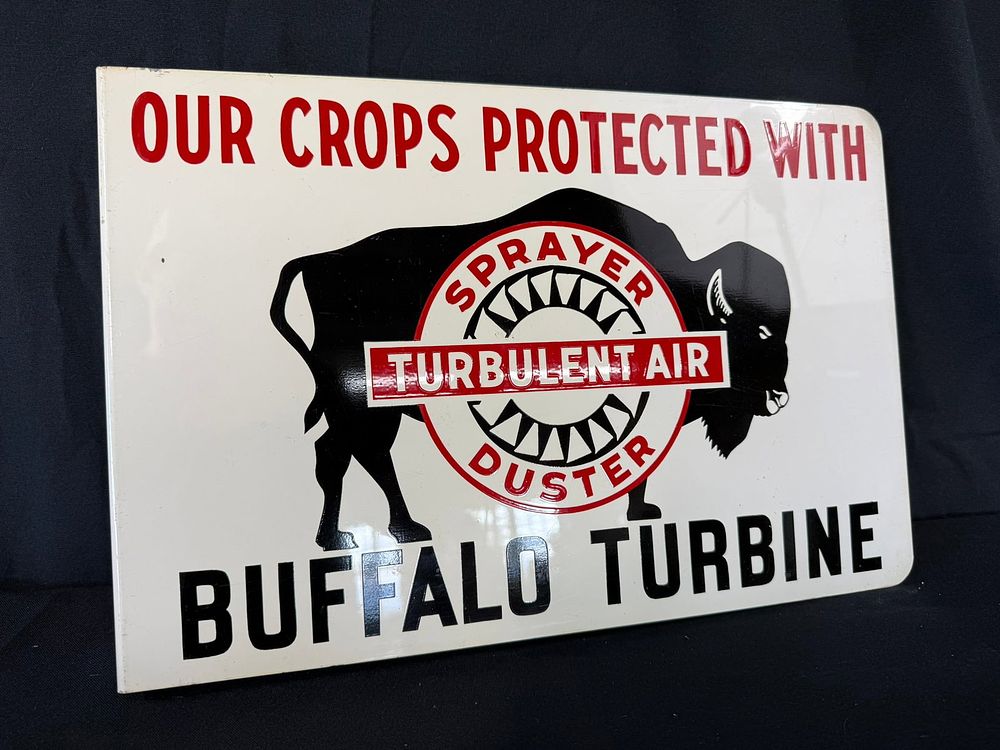 Lot 338: Buffalo Turbine Sprayers DST Painted Metal Flange Sign