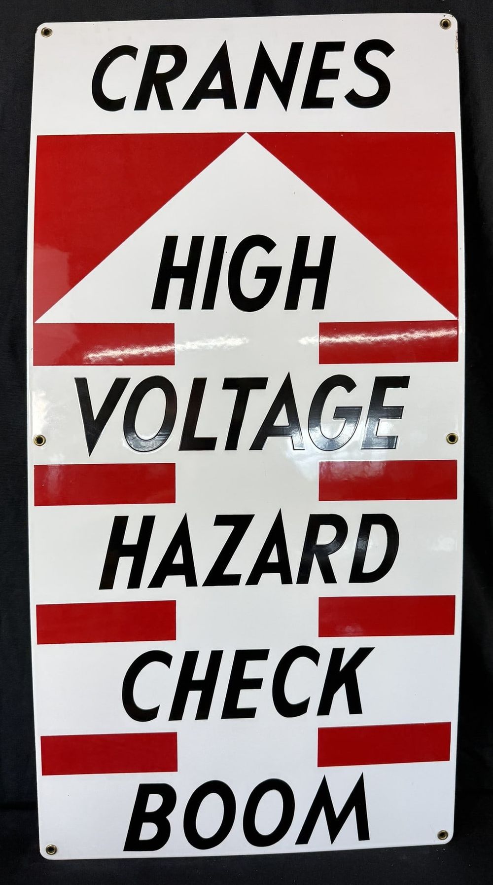 Lot 346: Cranes High Voltage Hazard Check Boom Porcelain Arrow Sign