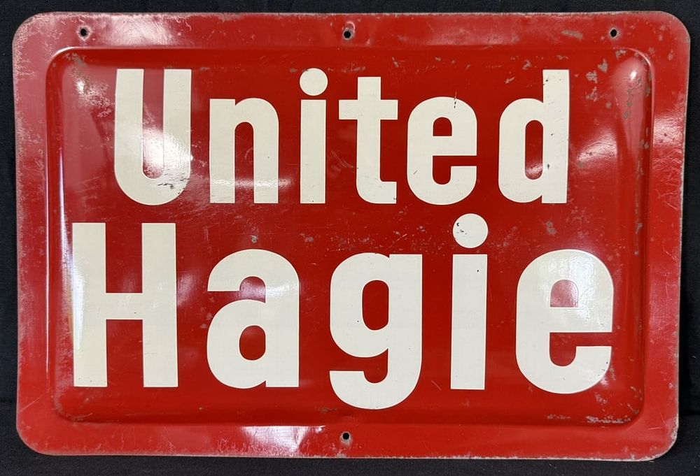 Lot 347: United Hagie SST Tin Painted Metal Farm Advertising Sign