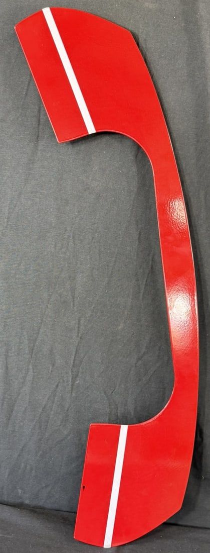 Lot 369: 1960s SSP Red Porcelain Large 38" Diecut Telephone Sign