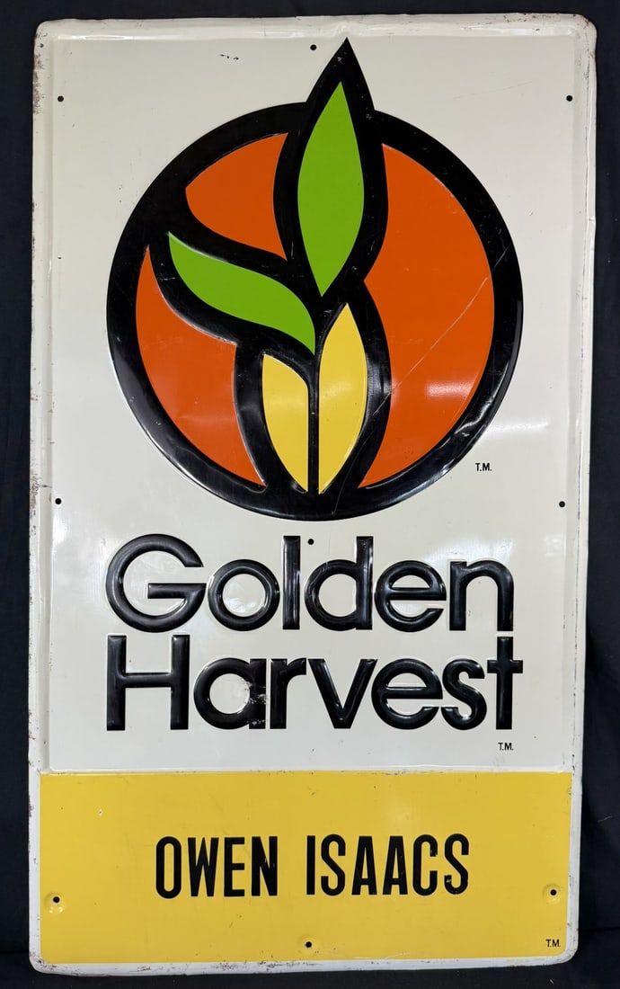 Lot 370: Golden Harvest SST Tin Embossed Farm Corn Advertising Sign