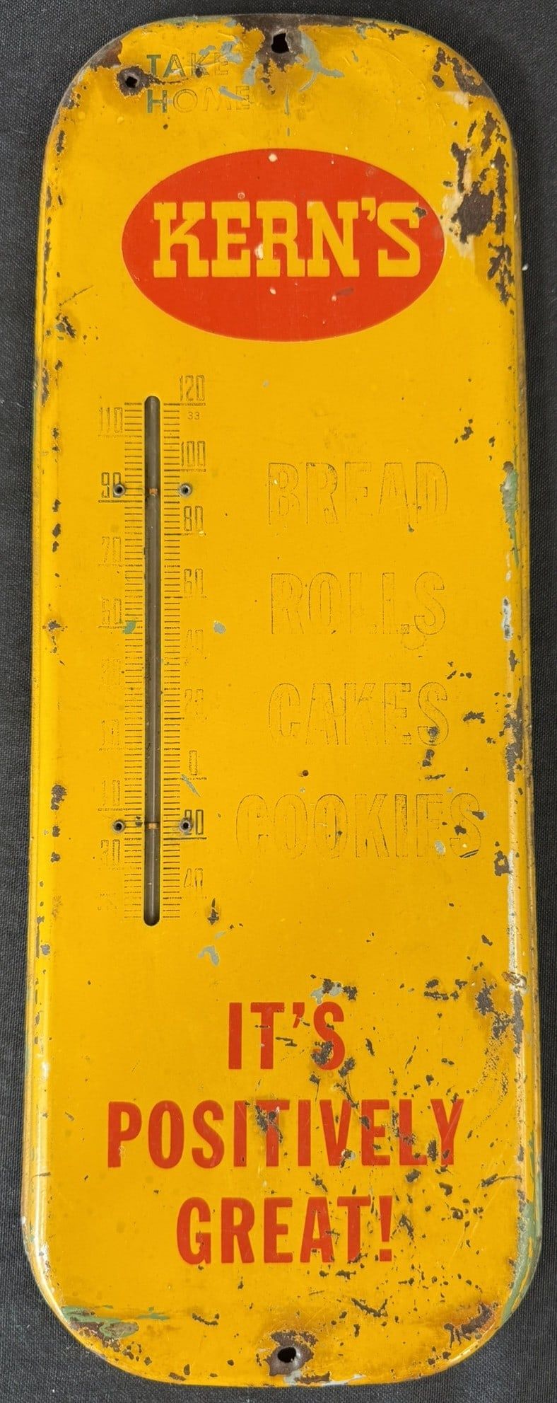 Lot 400: Kern's Positively Great SST Painted Metal Thermometer Sign