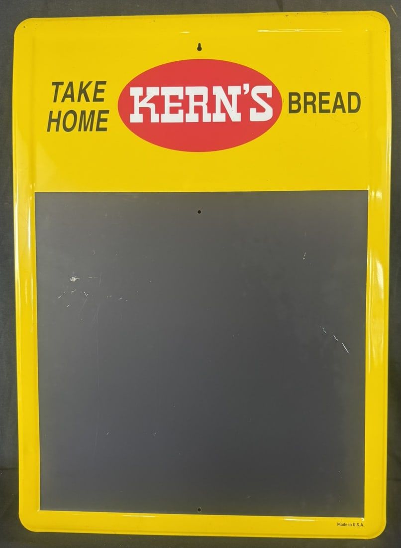 Lot 407: Kern's Take Home Bread SST Painted Metal Chalkboard Sign