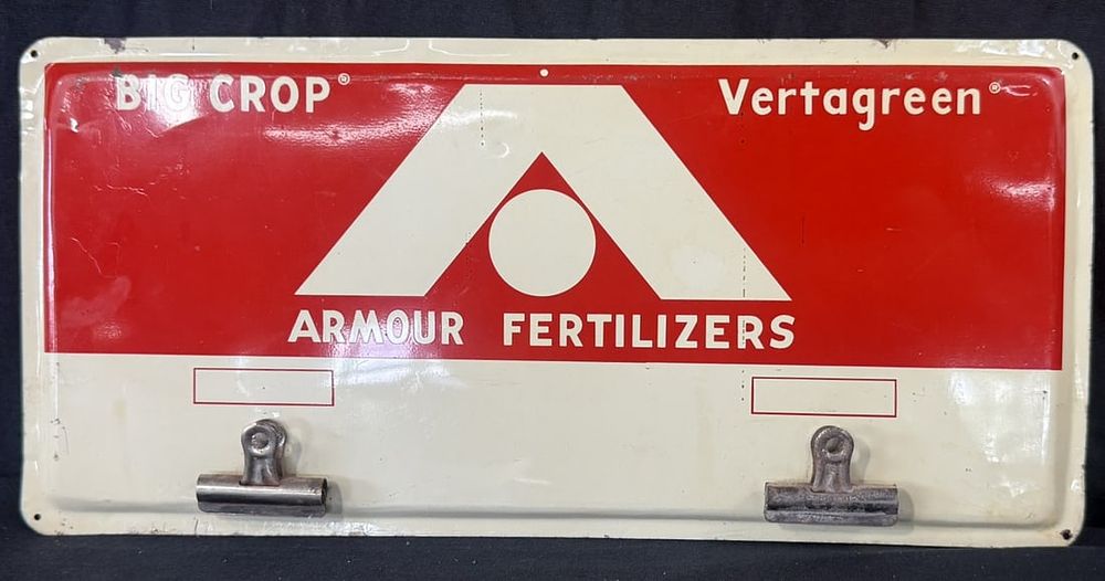 Lot 408: Armour Fertilizers Big Crop Vertagreen SST Clipboard Sign