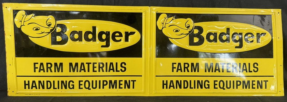 Lot 419: NOS Badger Farm Materials SST Tin Embossed Folding Sign