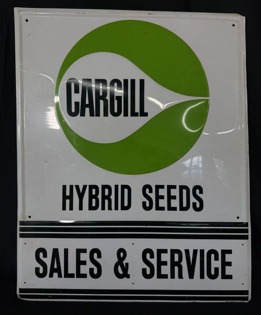 Lot 432: Cargill Hybrid Seeds SST Painted Metal Embossed Farm Sign
