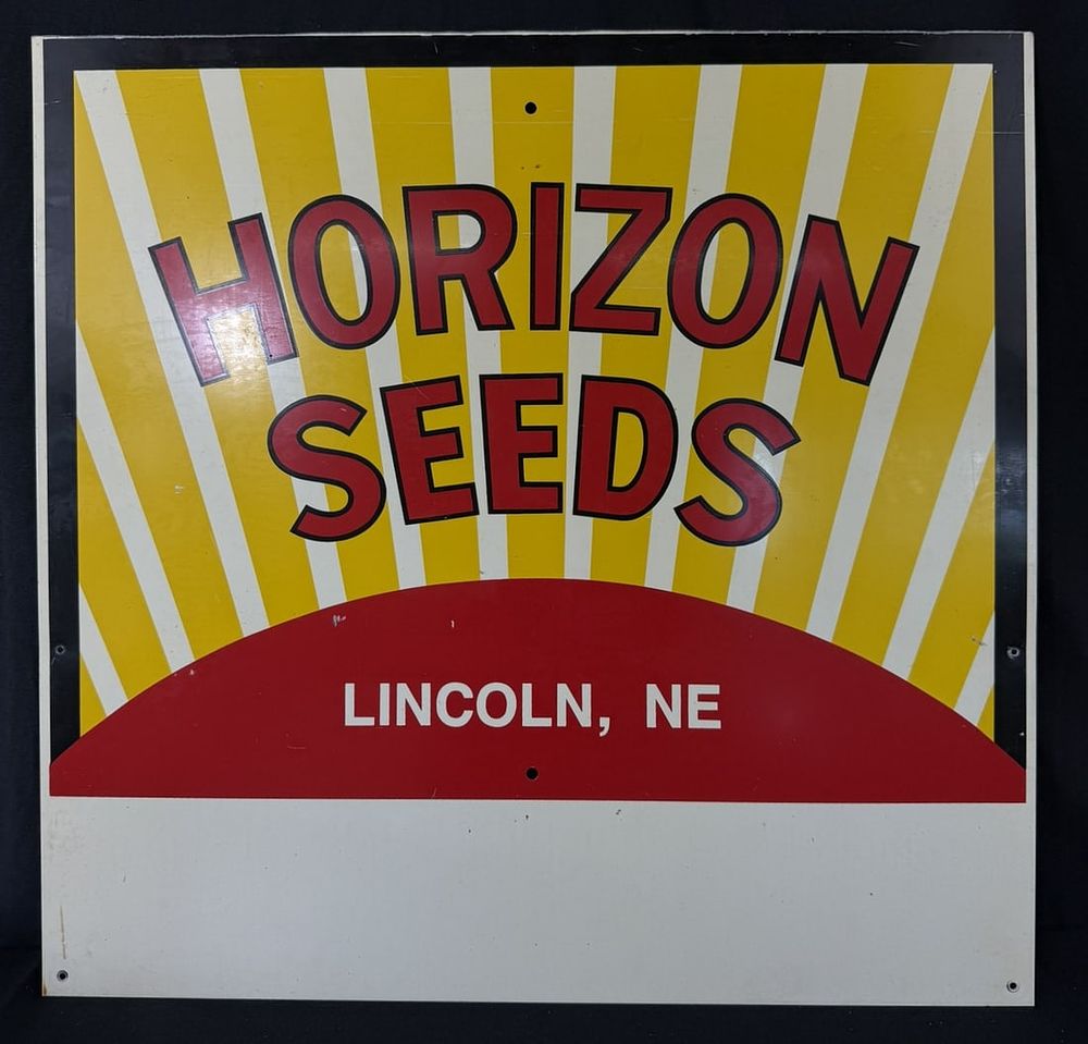 Lot 441: Horizon Seeds Lincoln Nebraska SST Tin Advertising Farm Sign