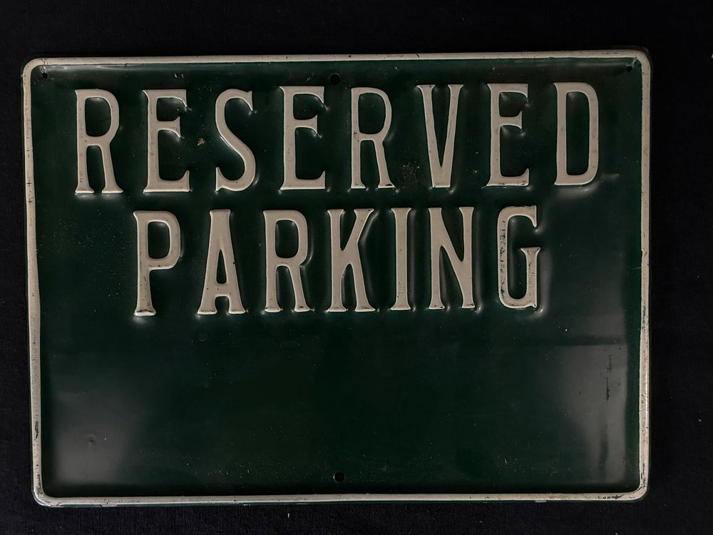 Lot 455: Reserved Parking SST Tin Embossed Store Advertising Sign