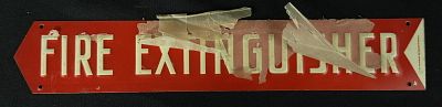 Fire Extinguisher Tin Embossed NOS Arrow SST Strip Sign. 14" x 2.5"
