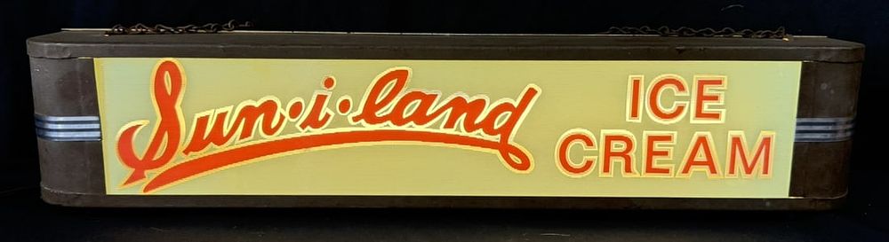 Lot 467: Sun-I-Land Ice Cream 1940s Lighted Advertising Sign - WORKS