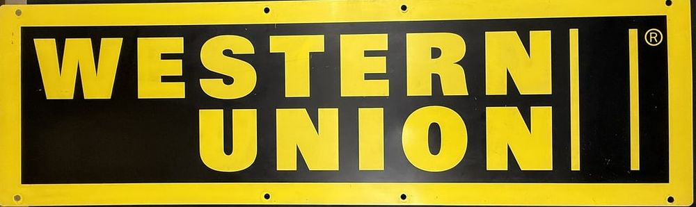 Lot 474: Western Union SST Painted Metal 5' Store Advertising Sign