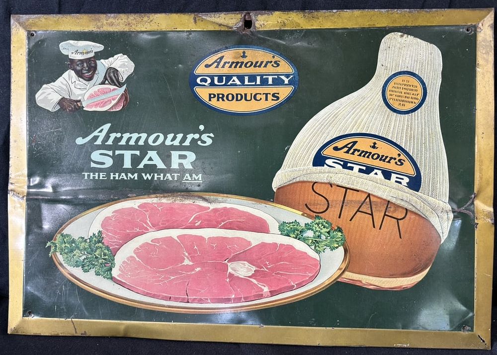 Lot 521: Armour's Star The Ham What Am TOC Tin Cardboard Sign RARE