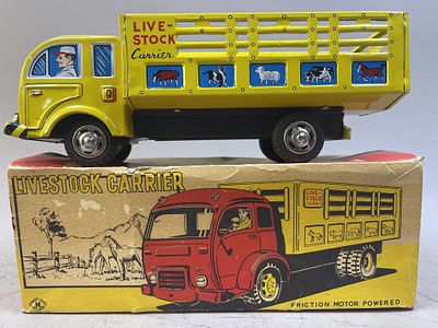Vintage Tin Litho Friction Motor Livestock Carrier. Please make sure you view all photos and ask 