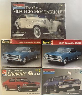 5 Vintage Automobile Model Kits Revell AMT Ertl. 1 box has been opened but appears to be 