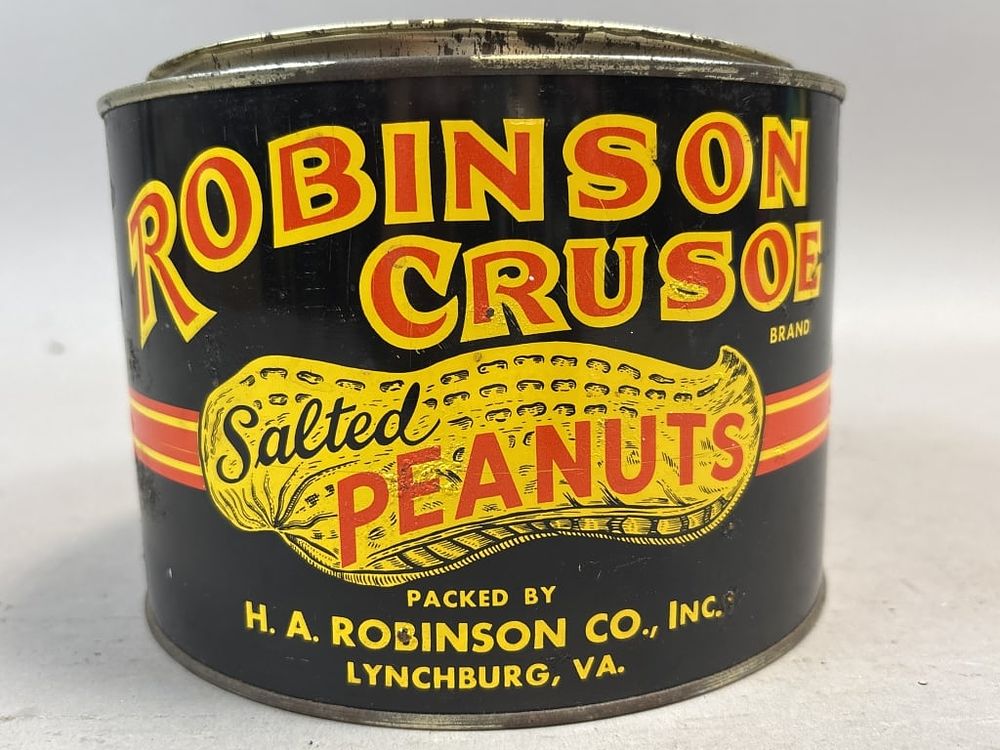 Lot 203: Robinson Crusoe 3 lb Salted Peanut Tin