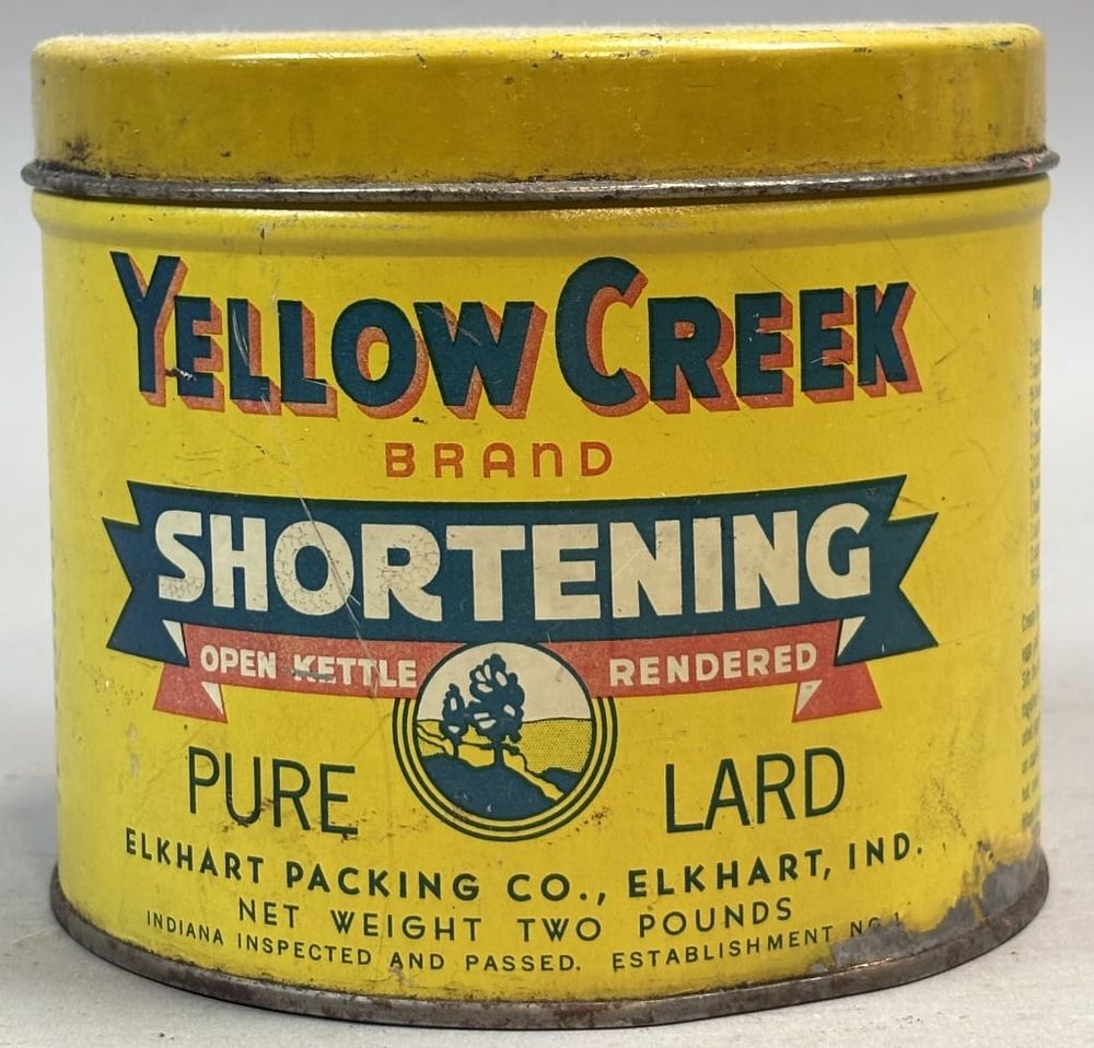 Lot 214: YellowCreek 2lbs Shortening Tin Elkhart Indiana