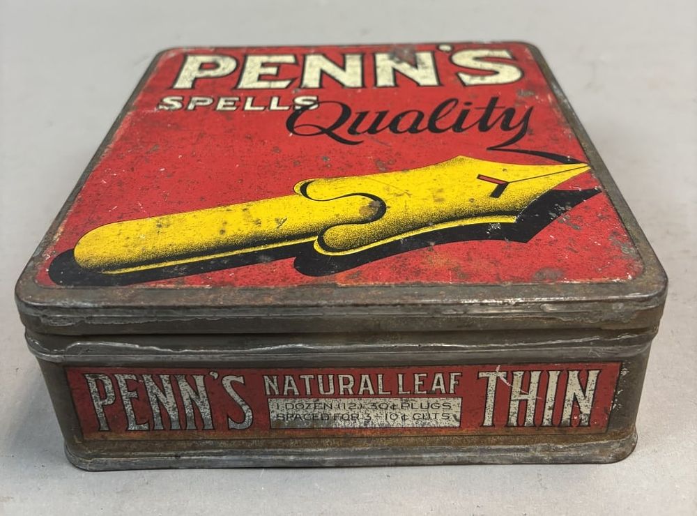 Lot 216: Penn's Spells Qualify 1920s Tobacco Tin